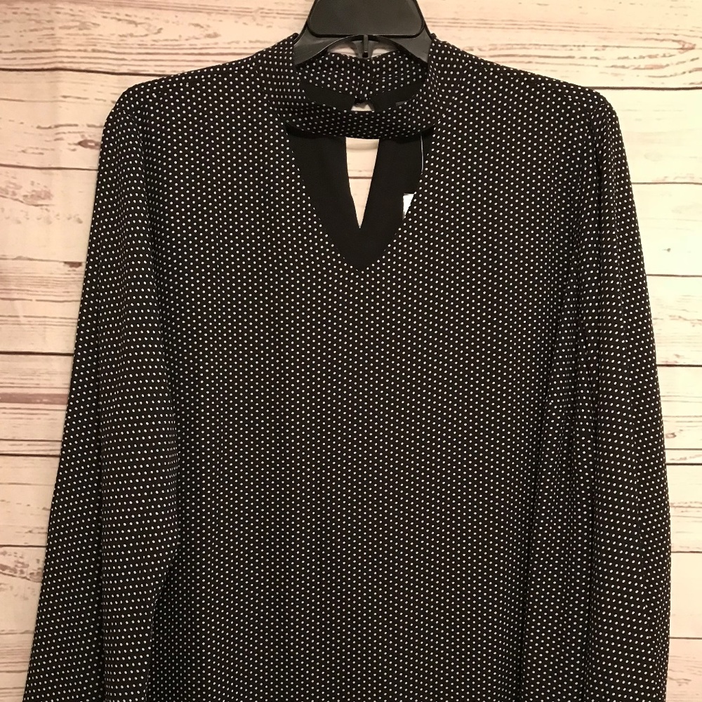 The Limited Black & White Polka Dot Keyhole Top